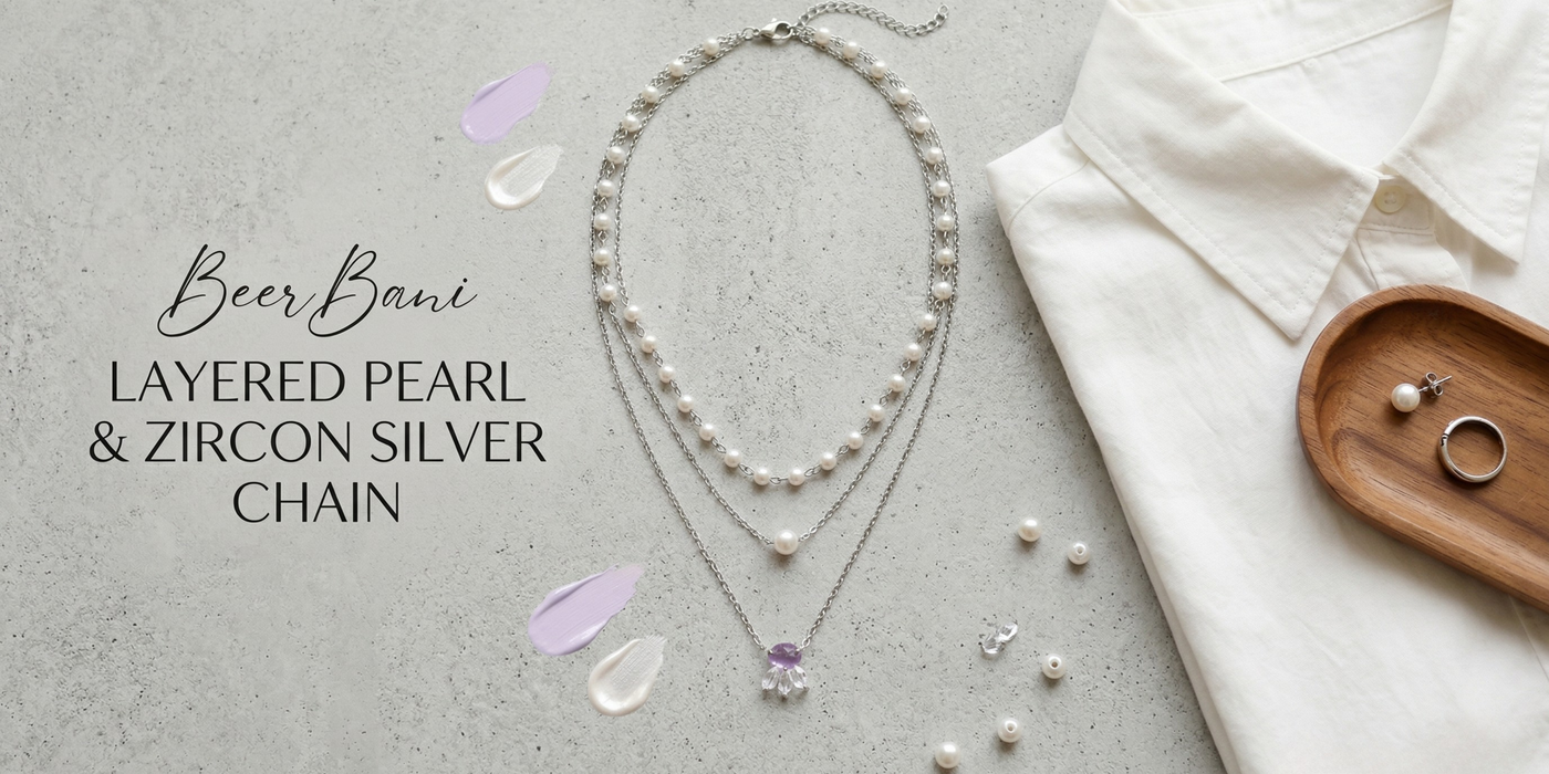 Layered Pearl Zircon Silver Chain Necklace by BeerBani – A Simple Everyday Style Upgrade