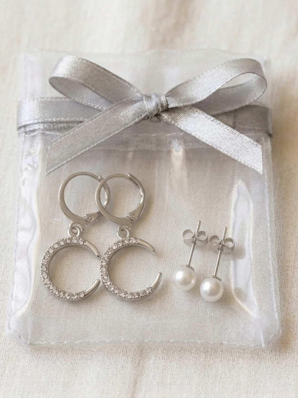 American Diamond stone silver plated earrings for women and girls