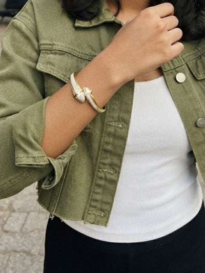 Luxury Micro-Pavé Serpent Inspired Bangle Bracelet