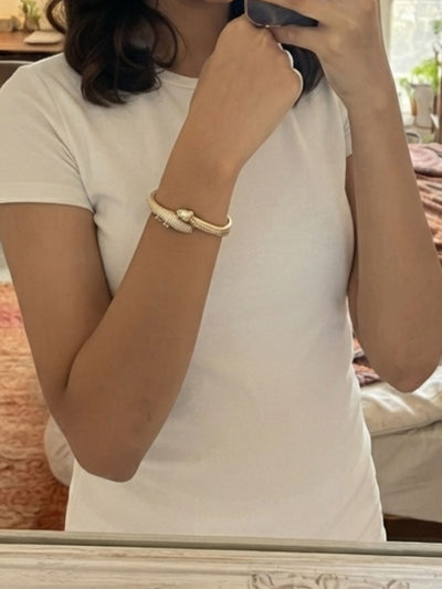 Luxury Micro-Pavé Serpent Inspired Bangle Bracelet