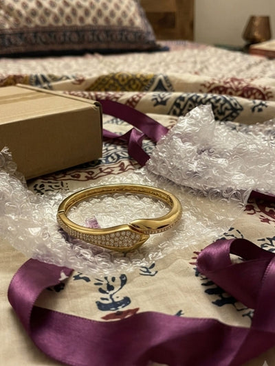 Luxury Micro-Pavé Serpent Inspired Bangle Bracelet