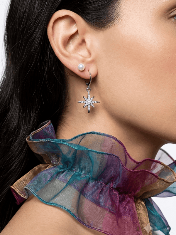 American Diamond Silver Plated Earrings with premium silver finish