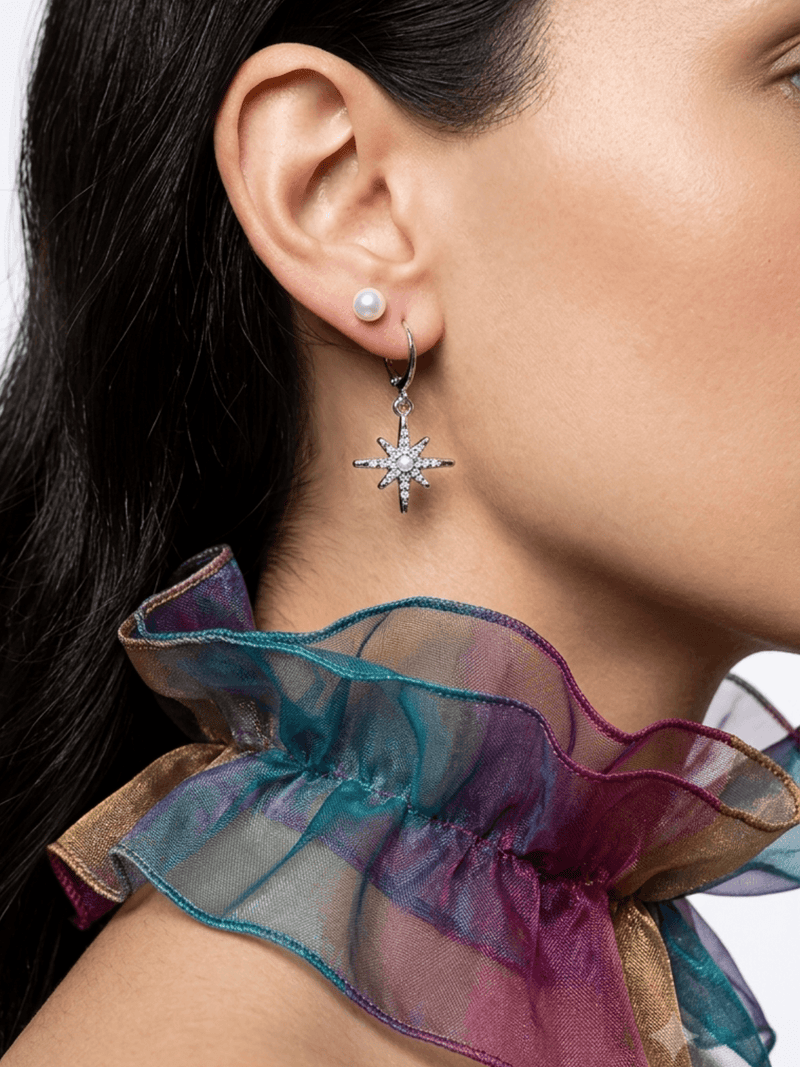 American Diamond Silver Plated Earrings with premium silver finish