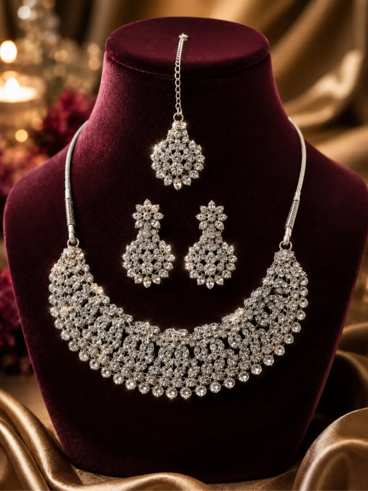 Austrian Diamond Jewellery Set with Necklace & Earrings for Women