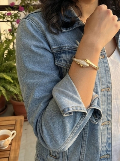 Luxury Micro-Pavé Serpent Inspired Bangle Bracelet
