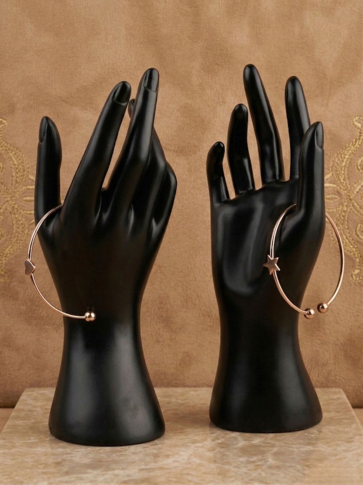 Celestial Heart and Star Cuff Bracelet Set for Women and Girls