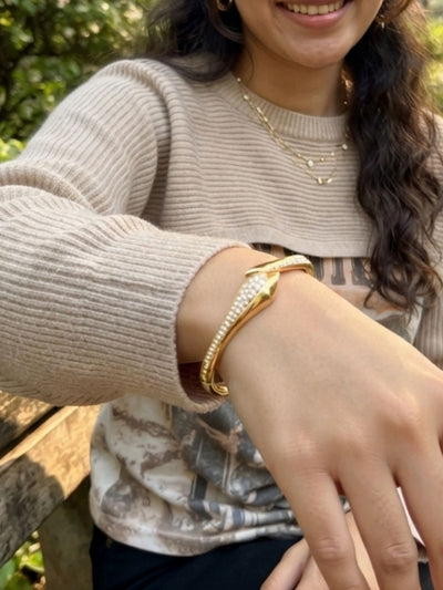 Luxury Micro-Pavé Serpent Inspired Bangle Bracelet