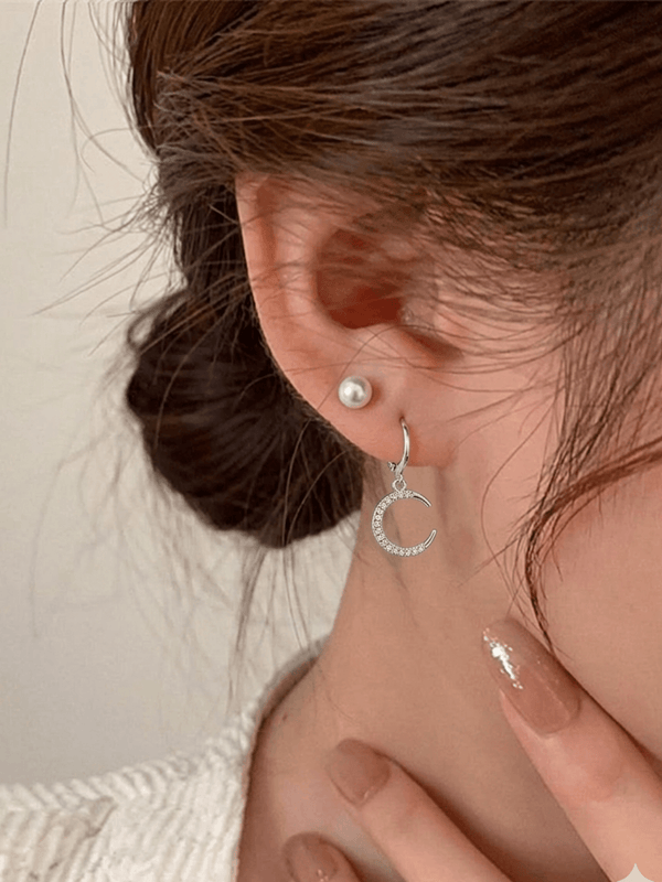 American Diamond Stone Earrings with silver-plated finish for women