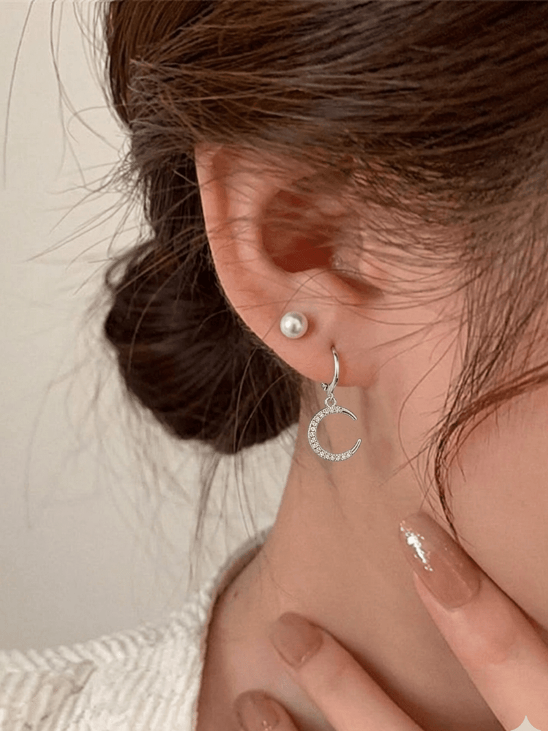 American Diamond Stone Earrings with silver-plated finish for women