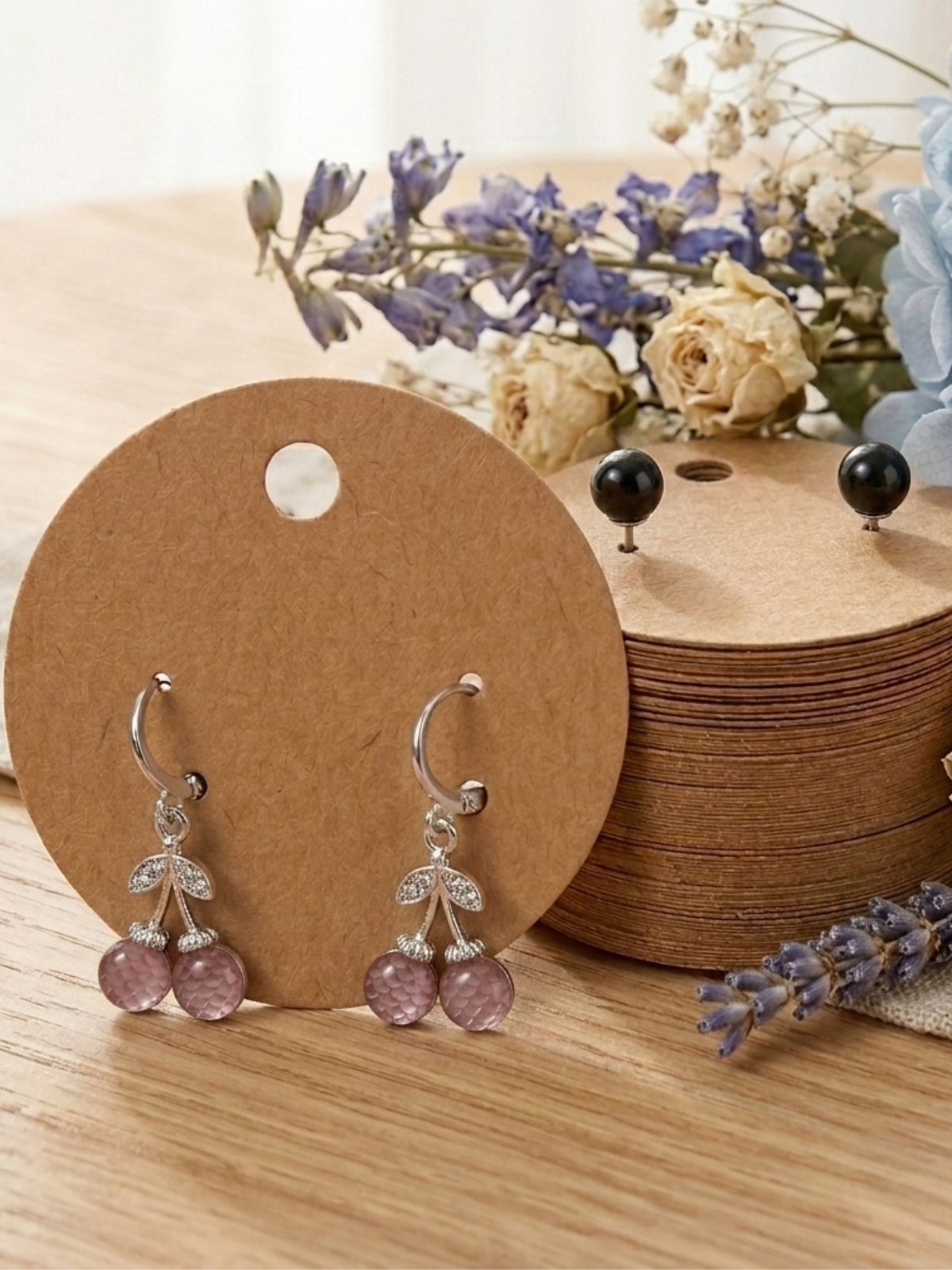 Trendy Cherry AD stone silver plated Pink and Black earring set for women and girls