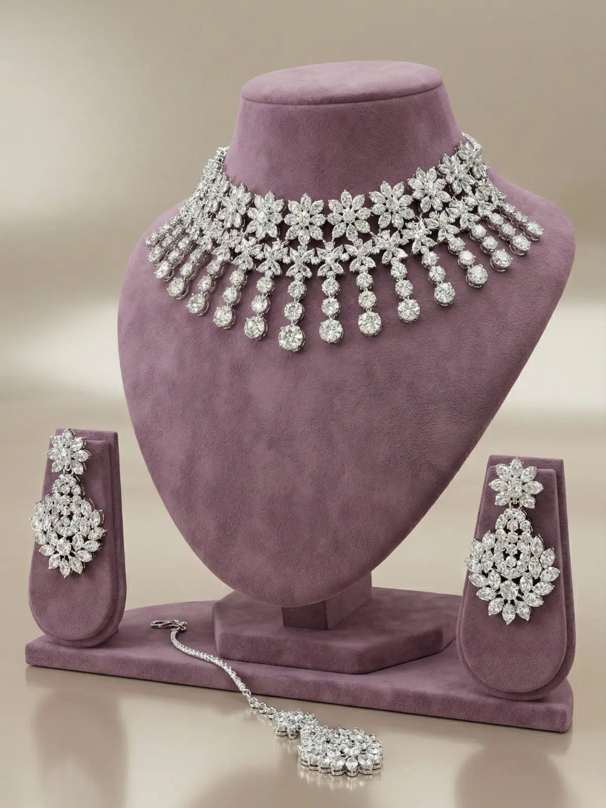 Austrian Diamond Jewellery Set with Necklace & Earrings for Women