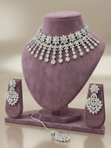 Austrian Diamond Jewellery Set with Necklace & Earrings for Women