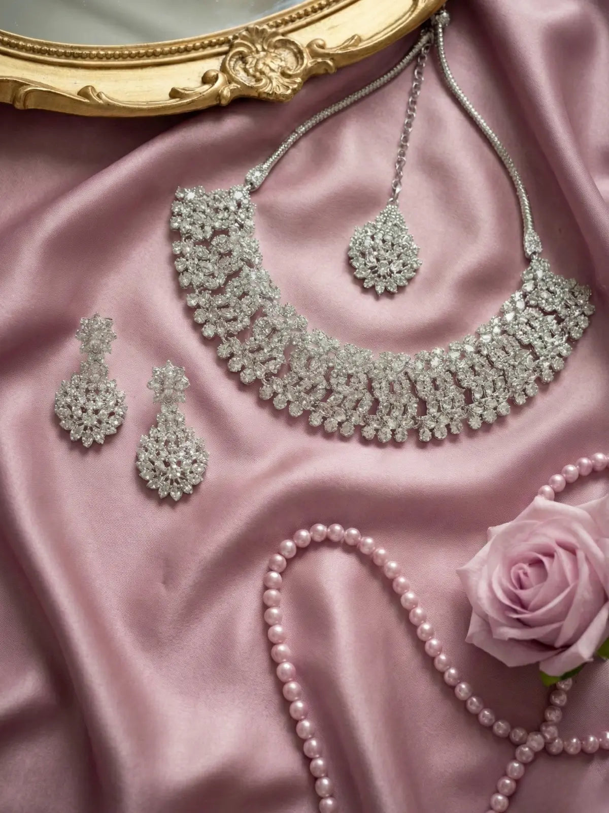 Austrian Diamond Jewellery Set with Necklace & Earrings for Women