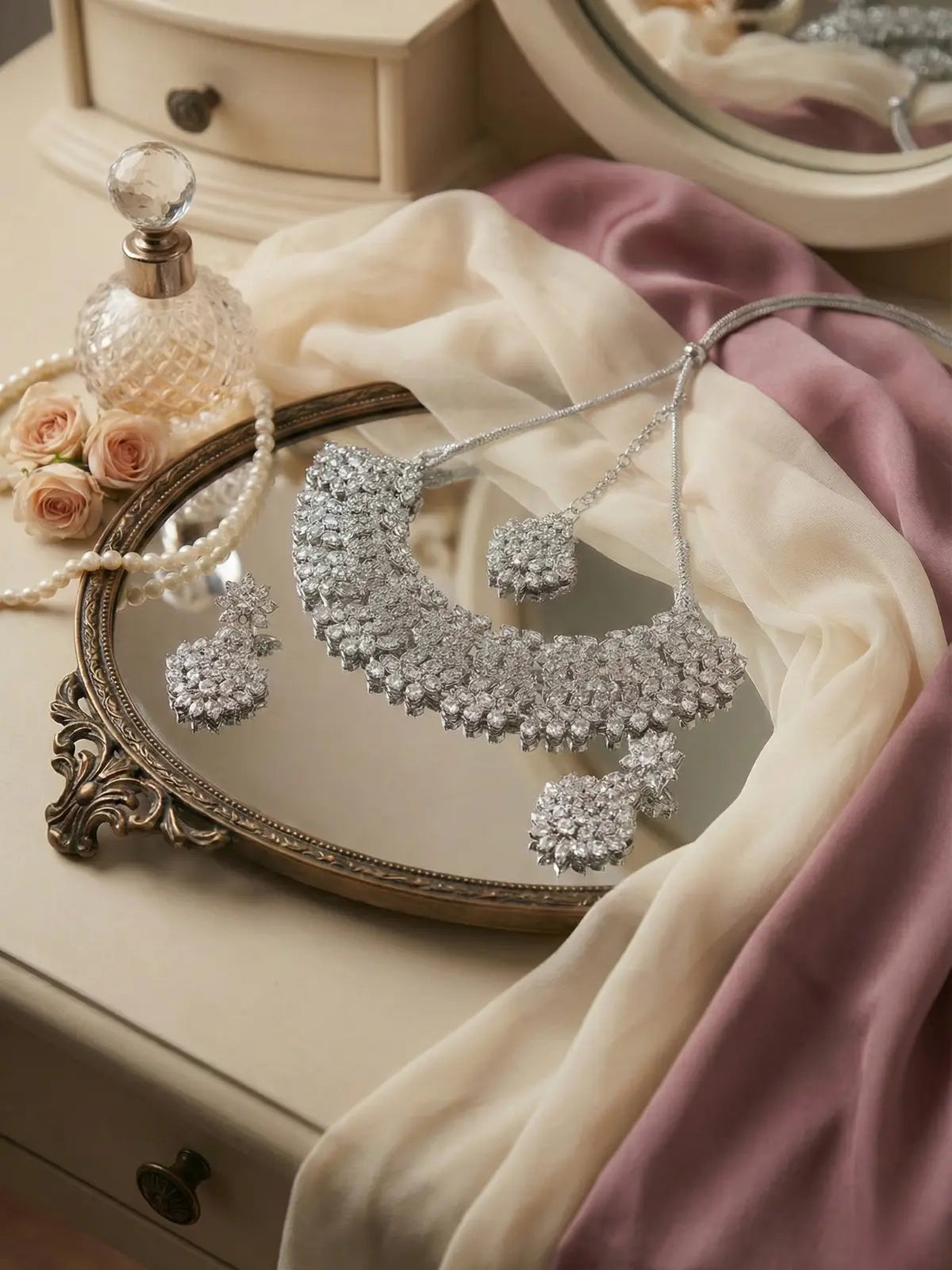 Austrian Diamond Jewellery Set with Necklace & Earrings for Women