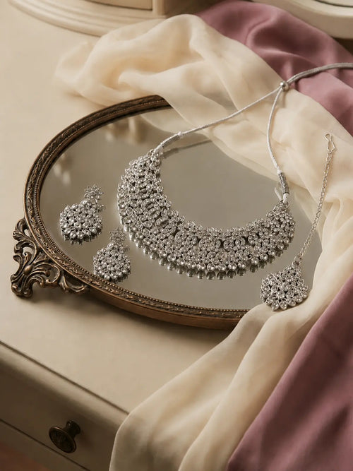 Austrian Diamond Jewellery Set with Necklace & Earrings for Women