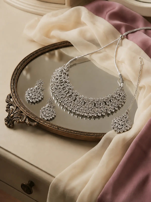 Austrian Diamond Jewellery Set with Necklace & Earrings for Women