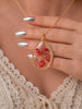 Red Baby’s Breath Pressed Flower Necklace with Real Dried Flowers for Girls