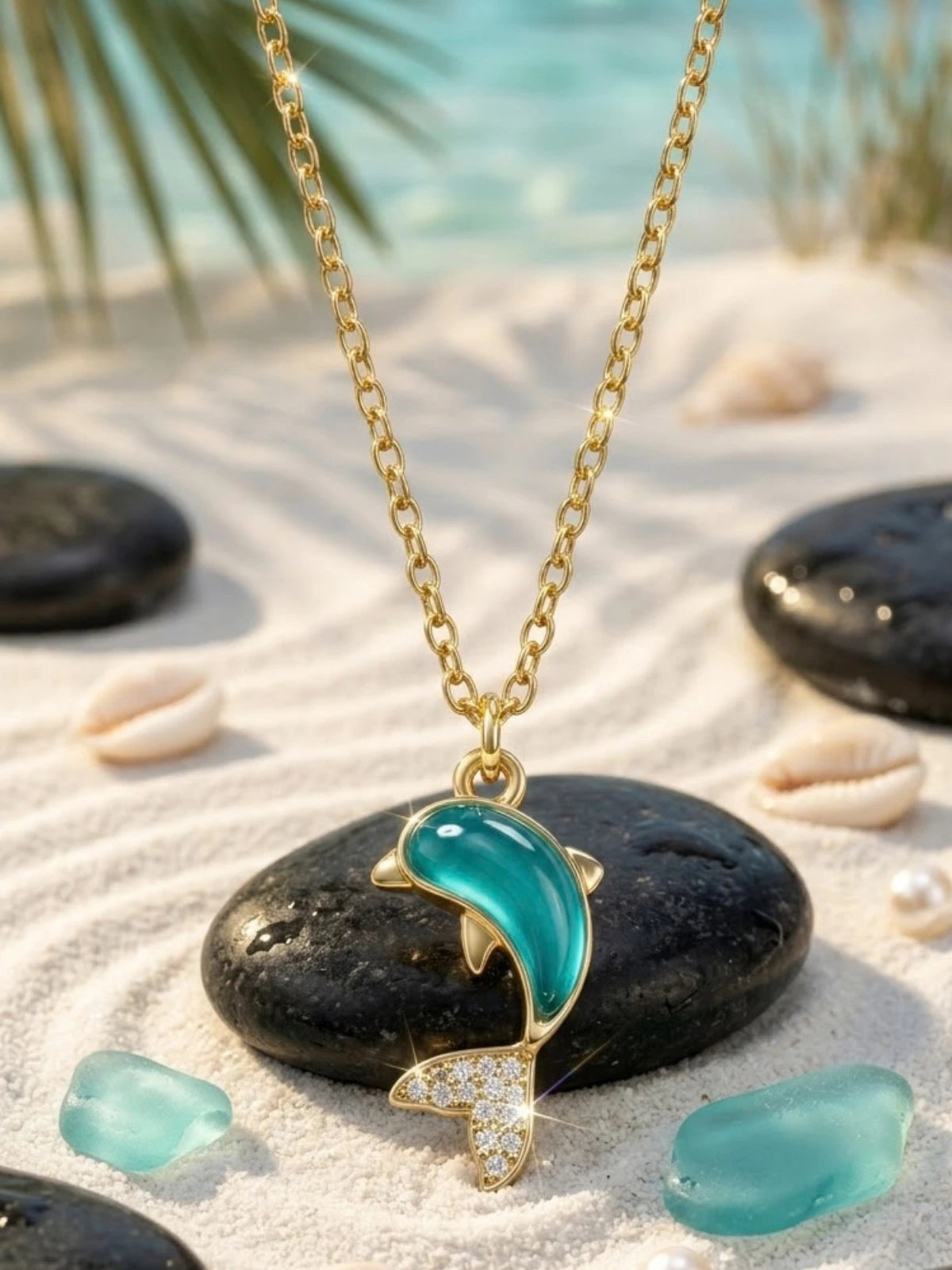  Beach style dolphin necklace for women
