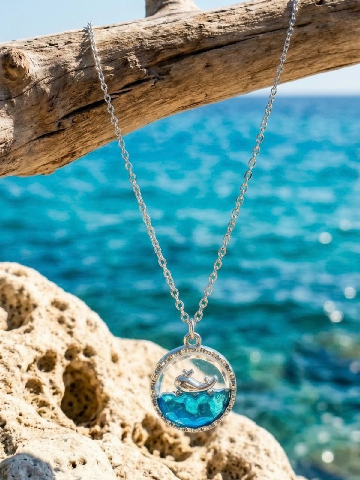 Blue wave whale pendant