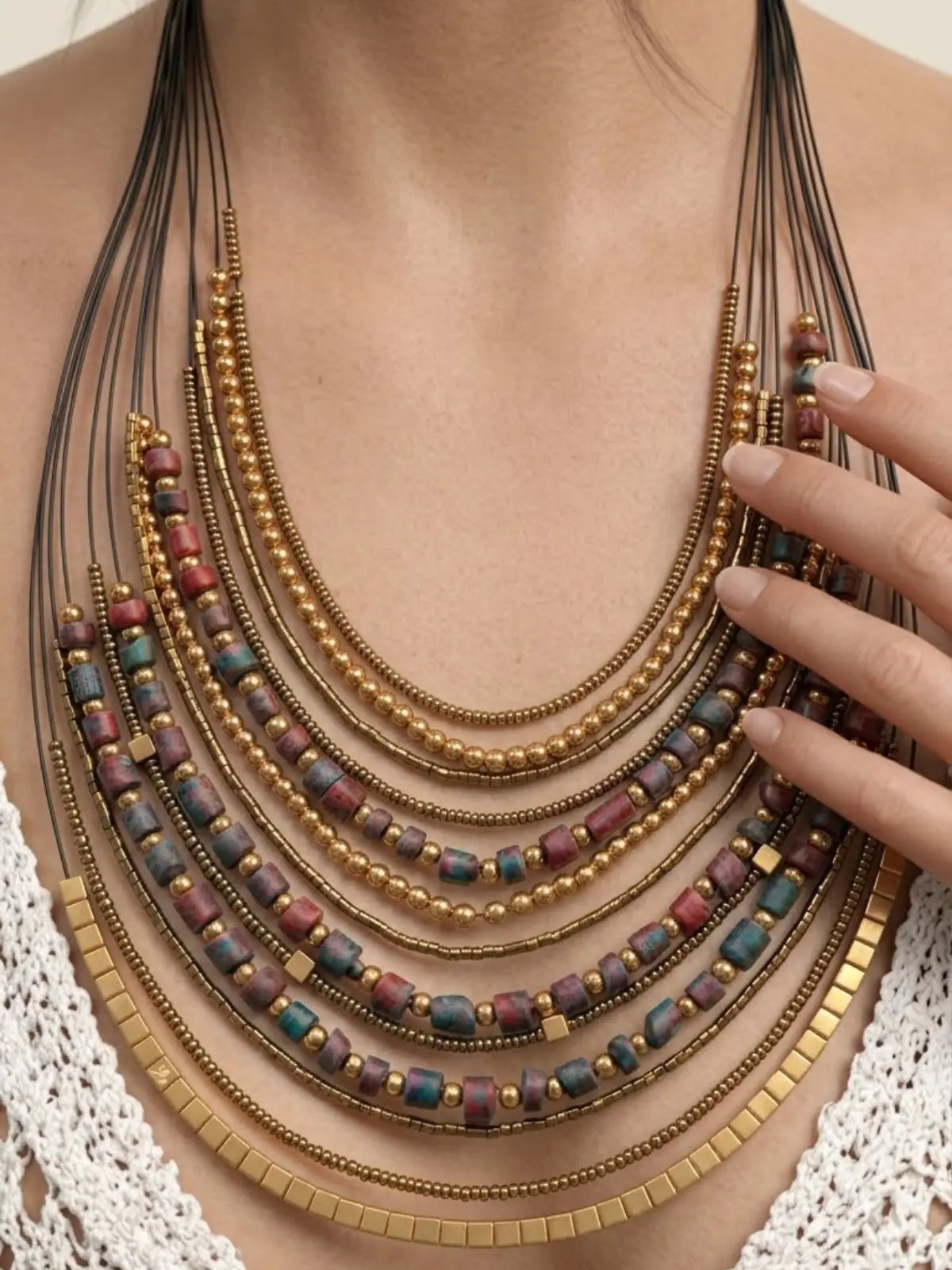 Boho ethnic layered statement necklace for party and festive wear