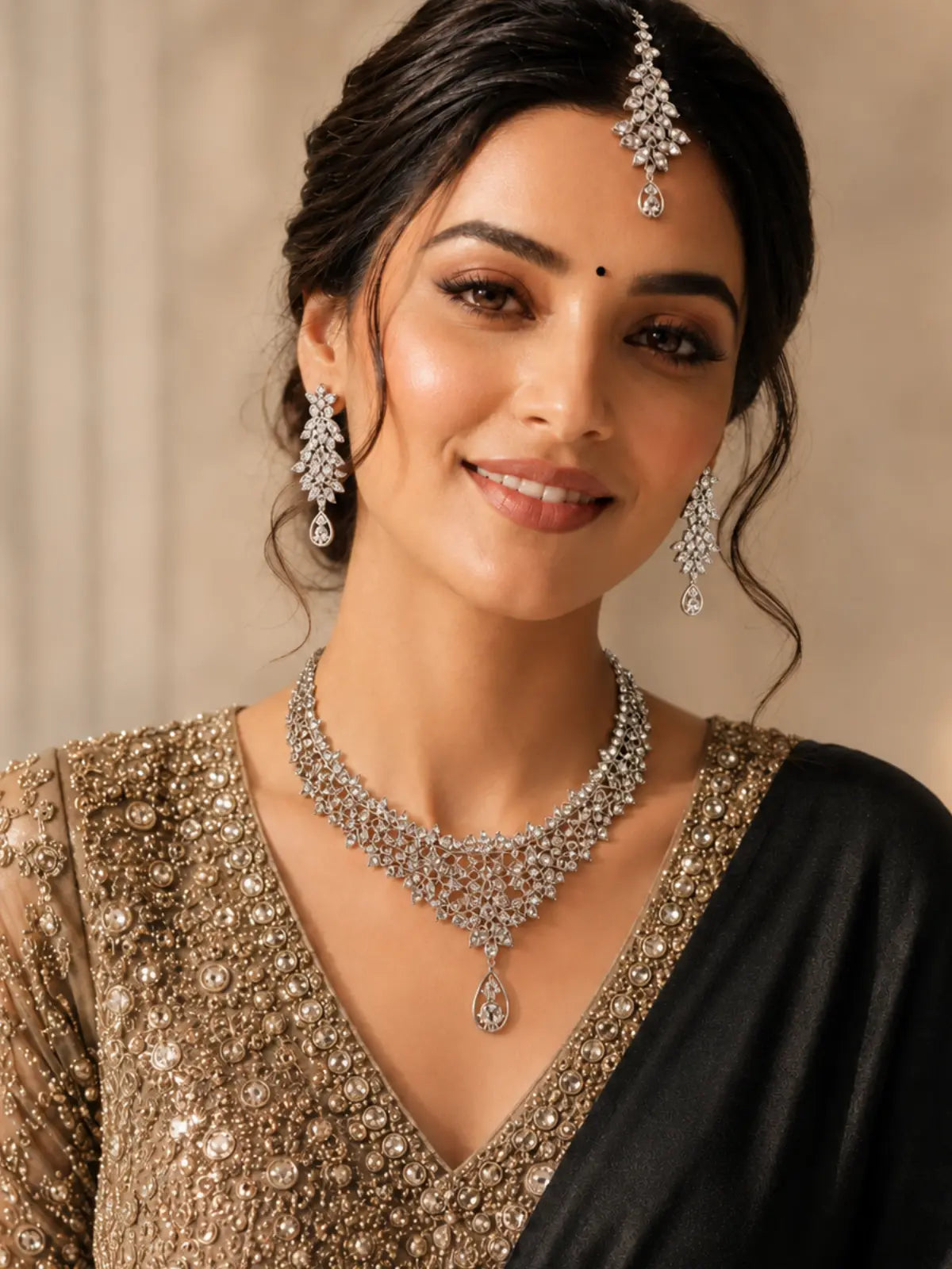 CZ stone bridal jewellery set for women