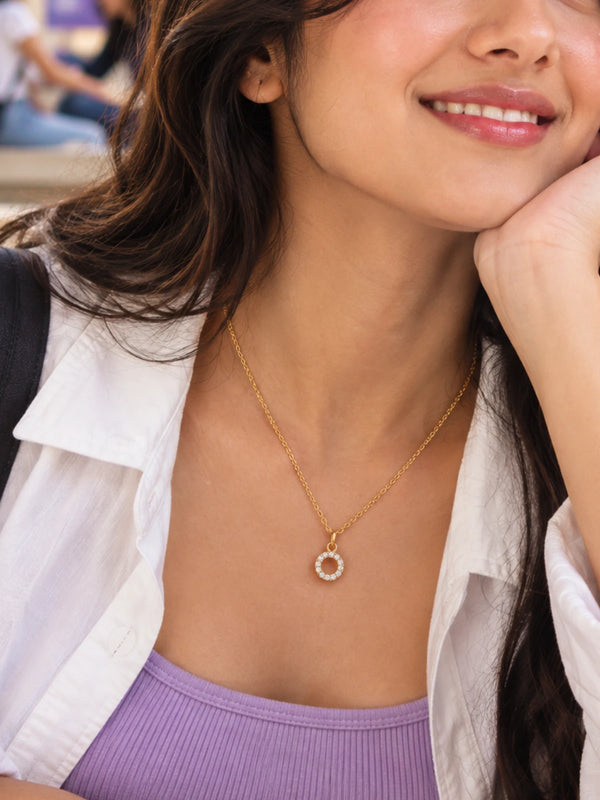  Circle pave necklace for women