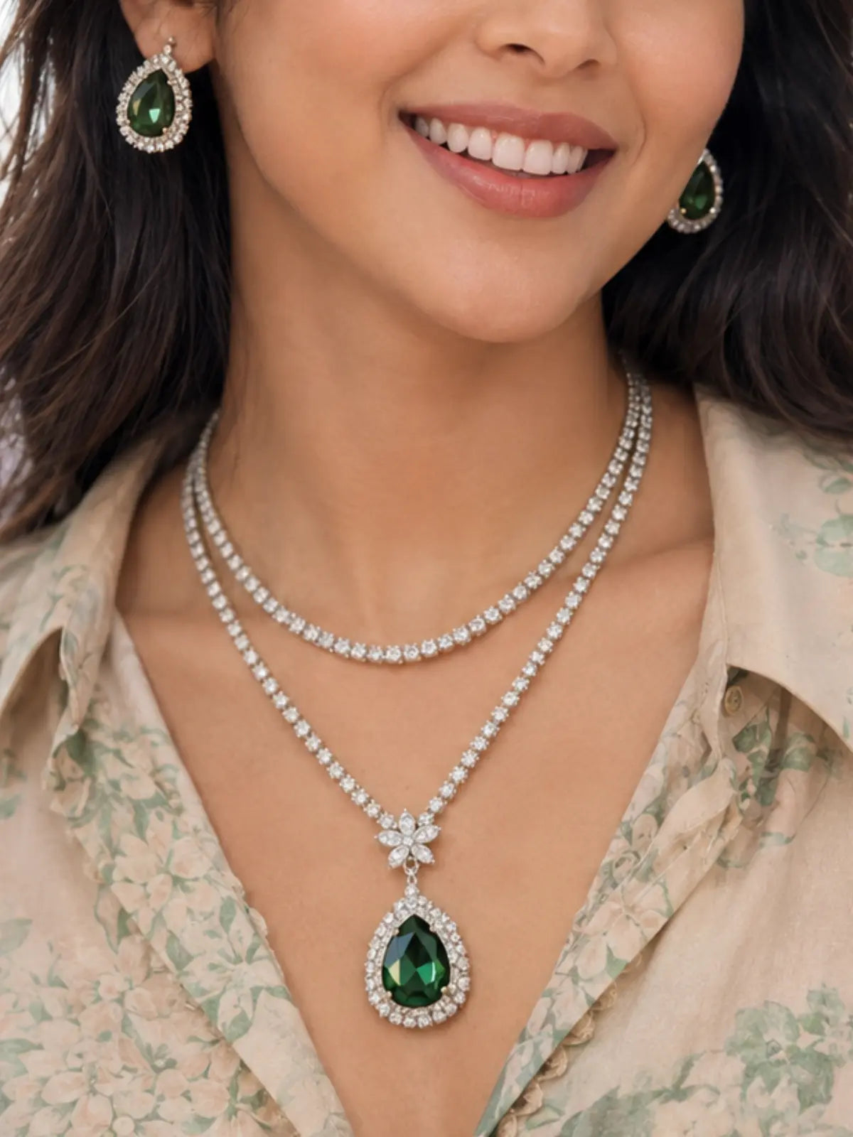  Emerald Necklace Set 