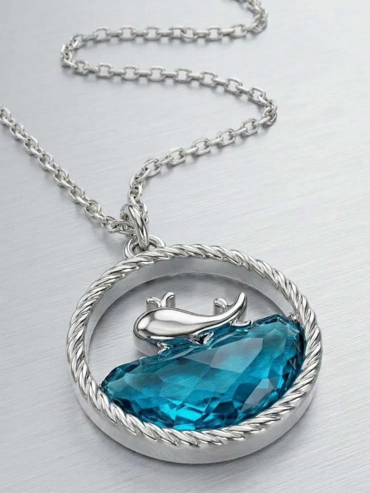 Faceted crystal wave necklace