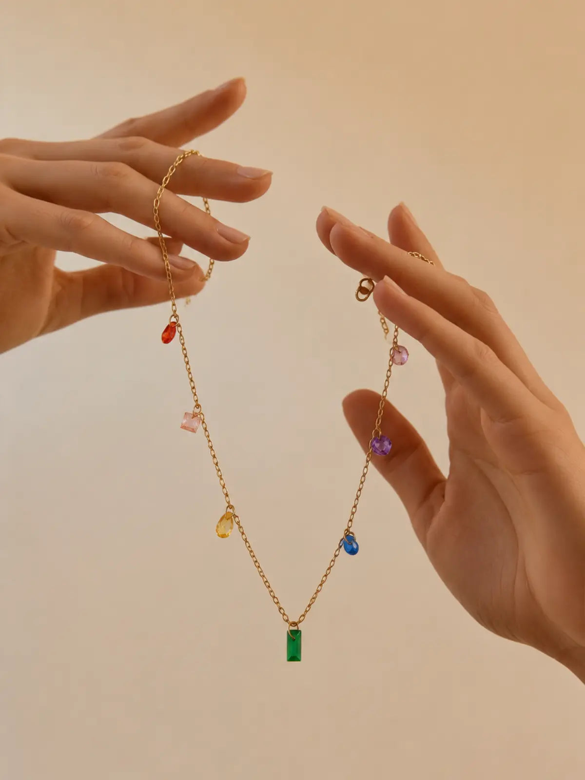 Gold Plated Minimal Chain Necklace for women, Multicolour Style