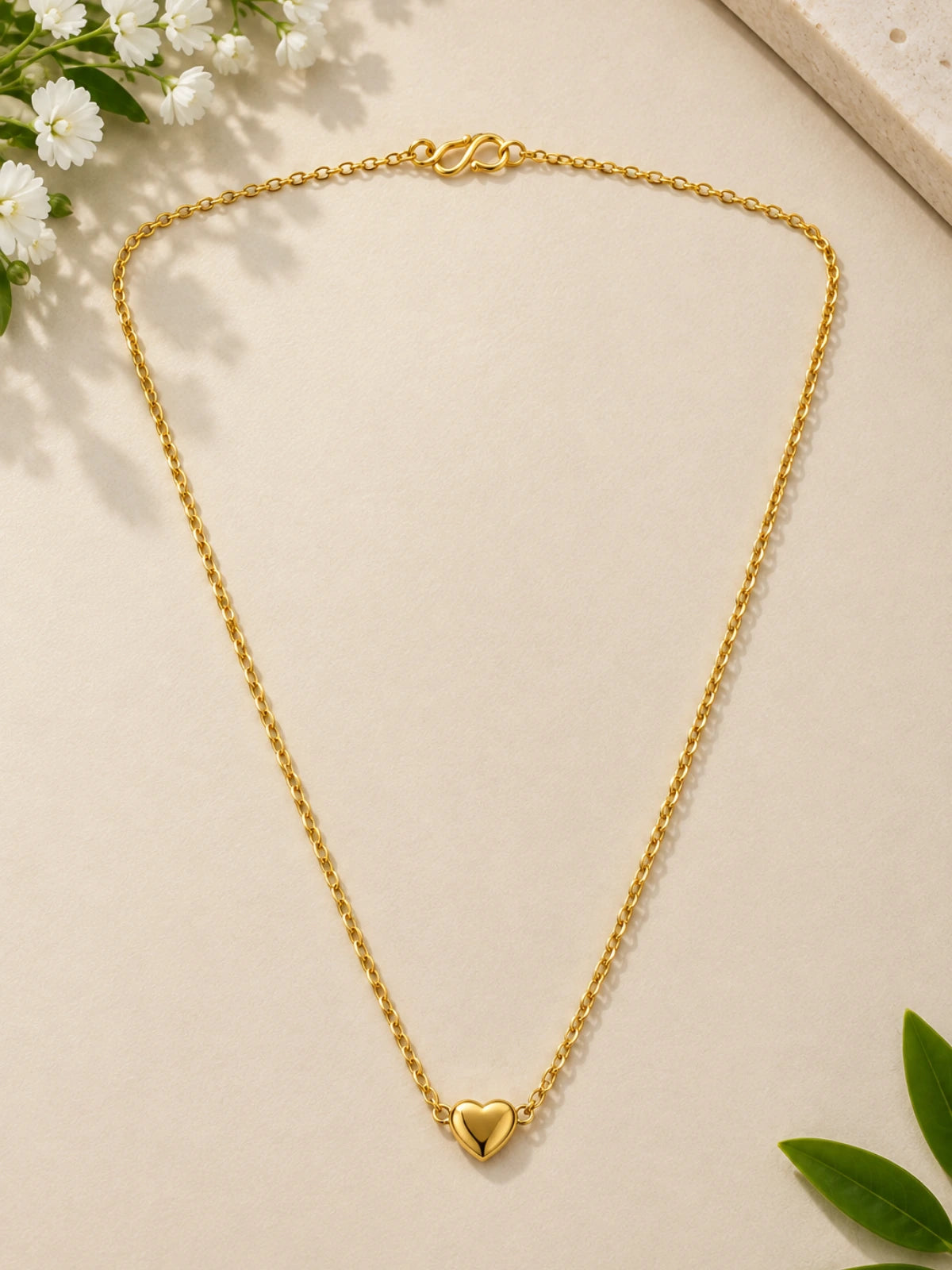 Gold heart necklace for girls and women daily wear