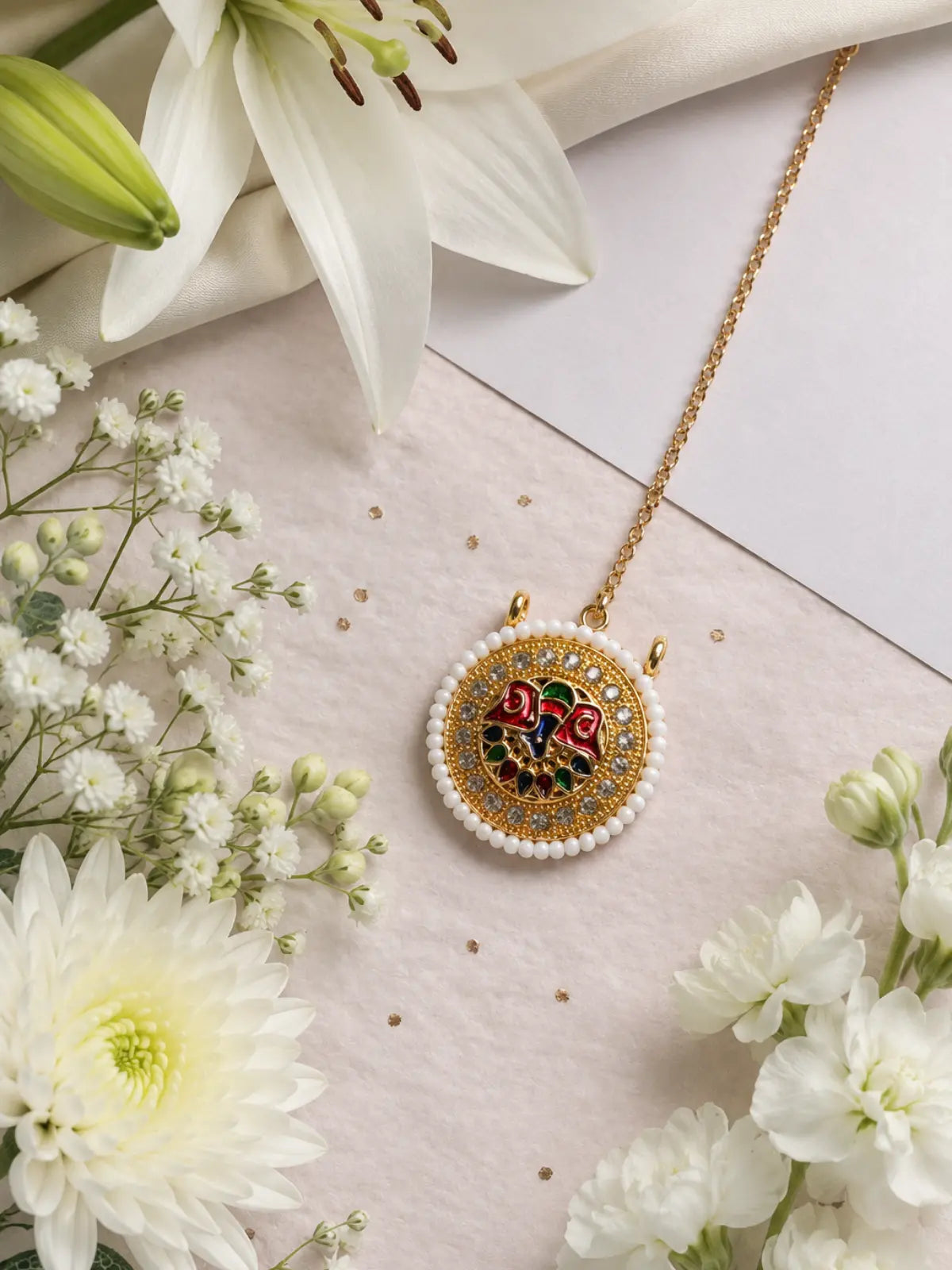 Gold peacock Borla jewellery styled on woman