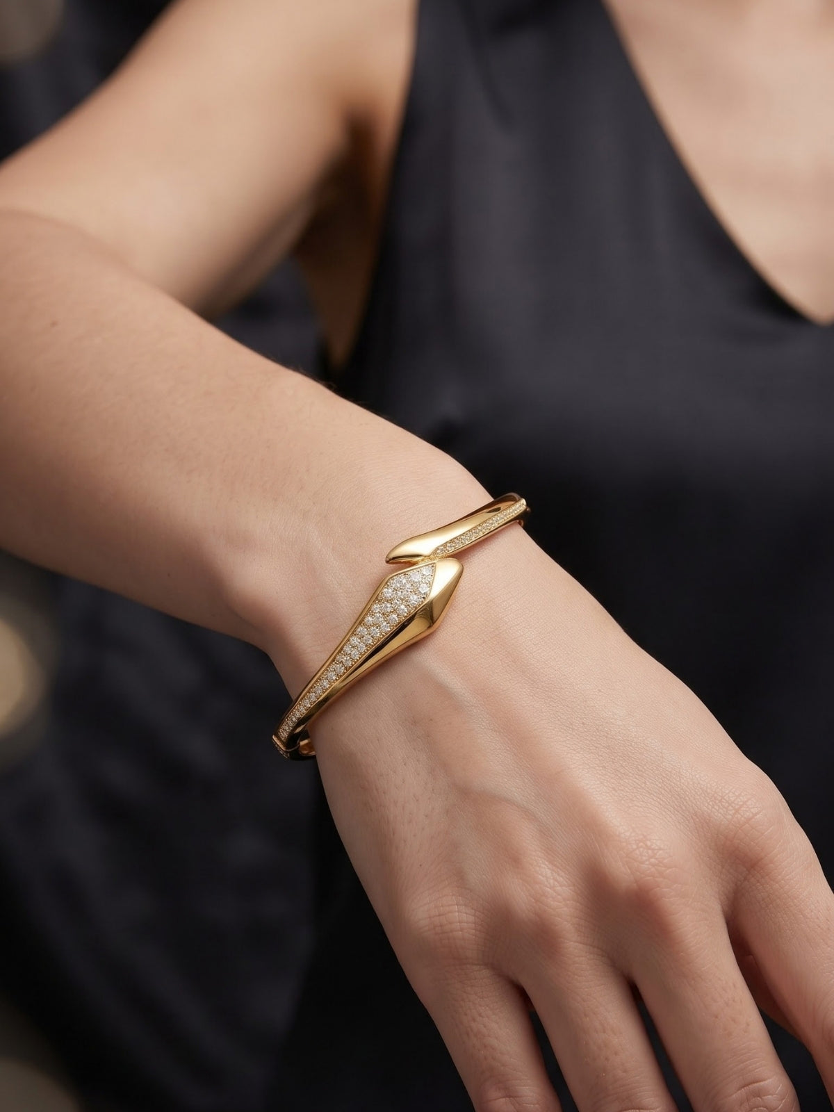 Gold serpent bangle bracelet for women