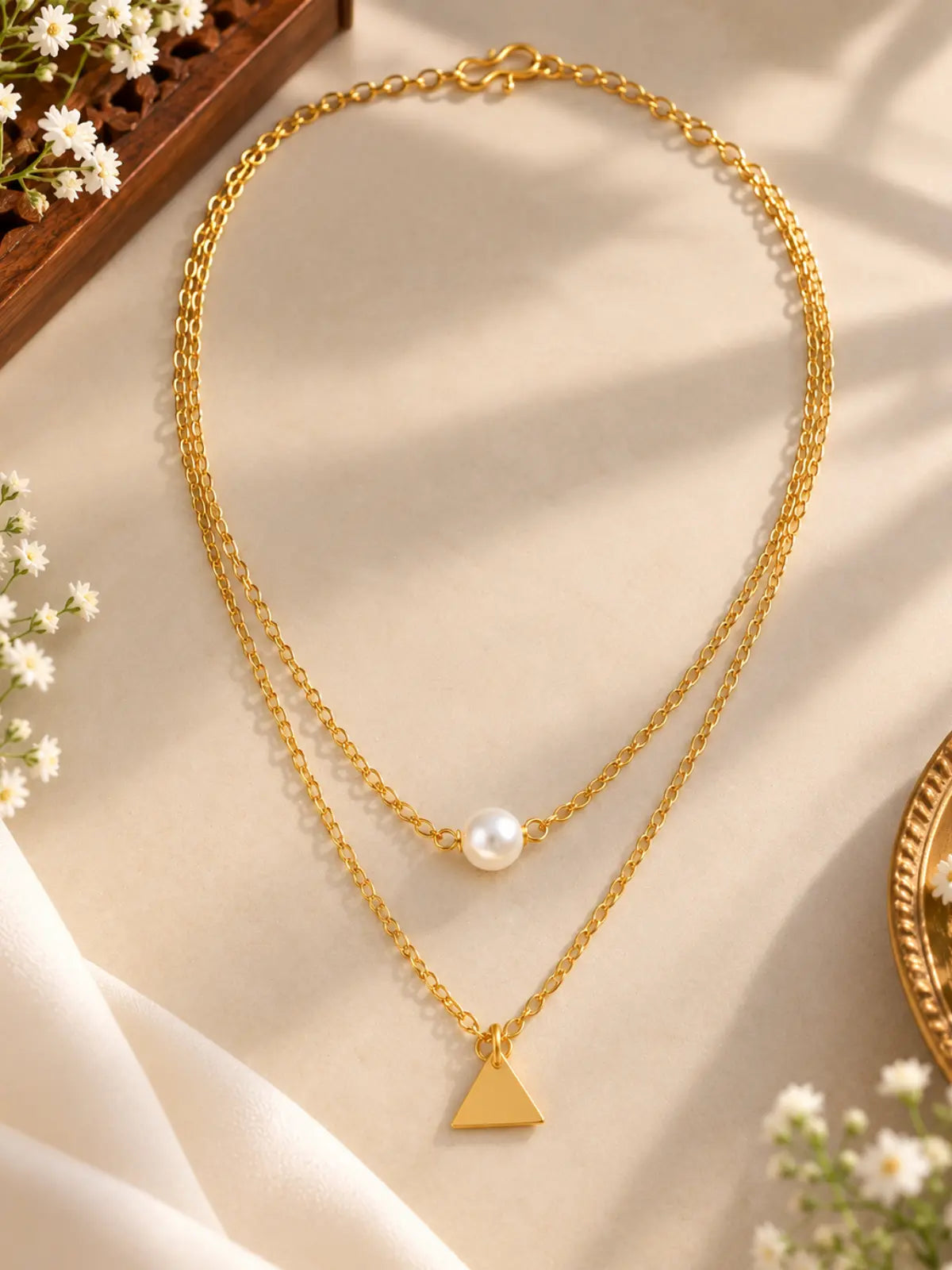 Layered pearl necklace