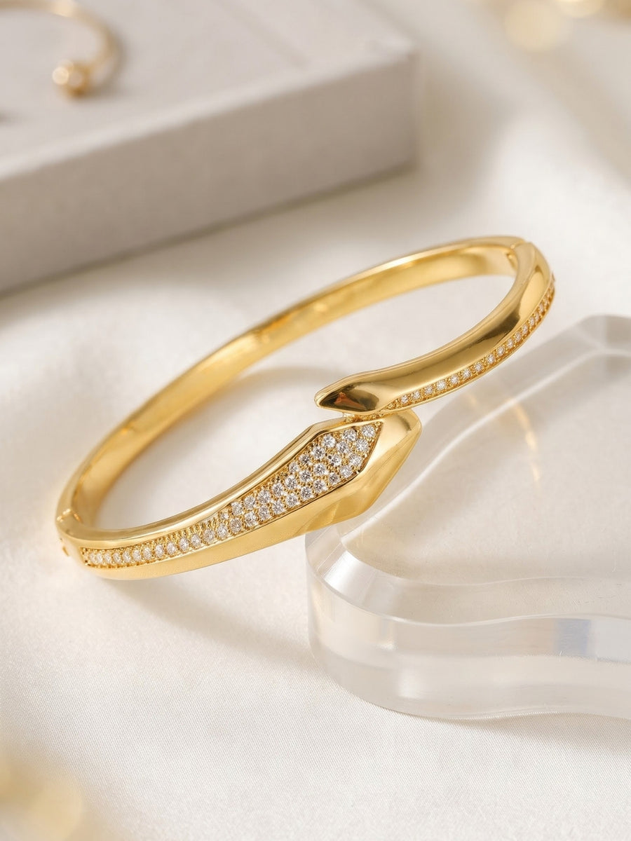 Luxury micro-pavé serpent bangle bracelet