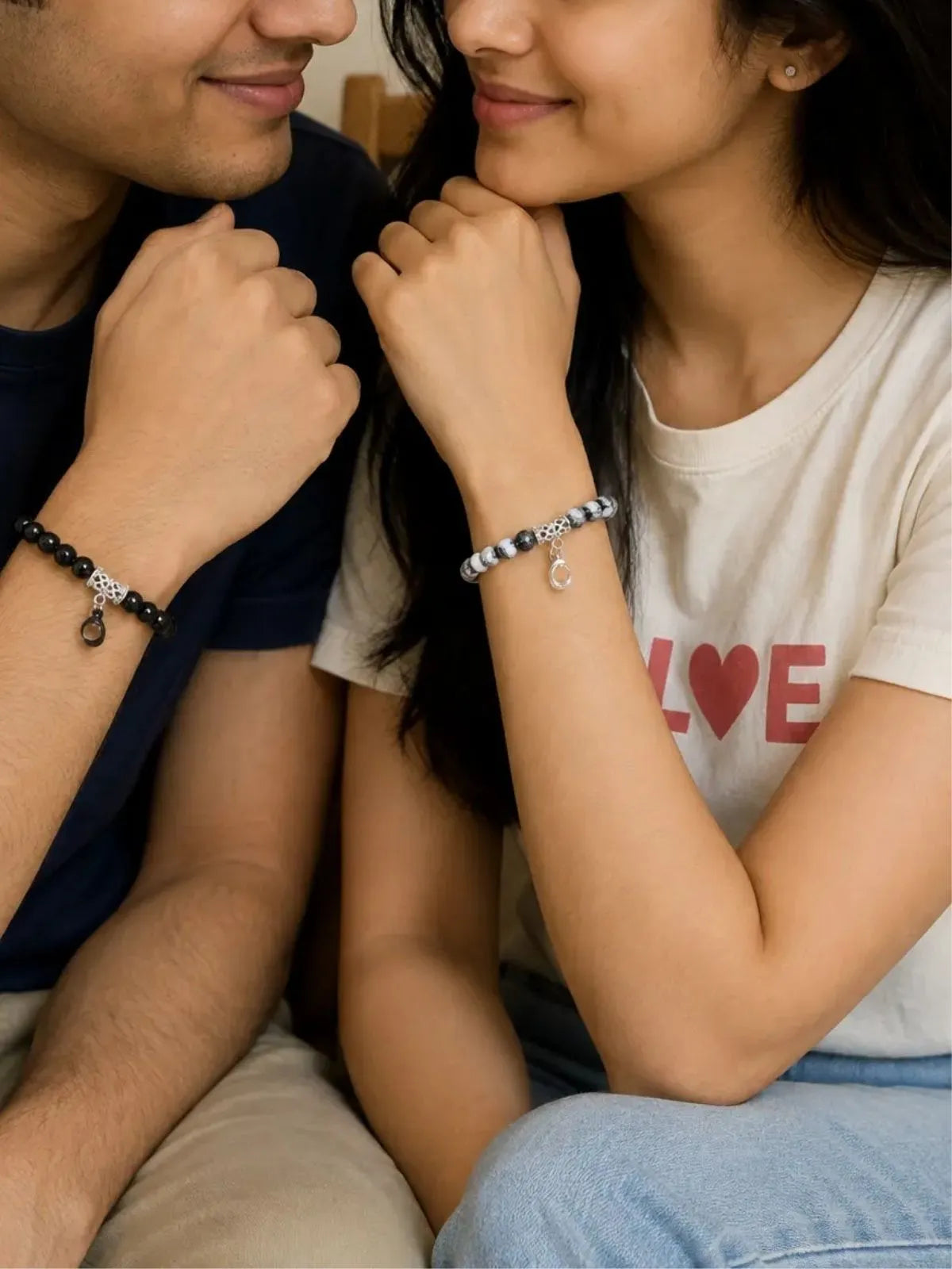 Matching Heart Magnet Bracelet set