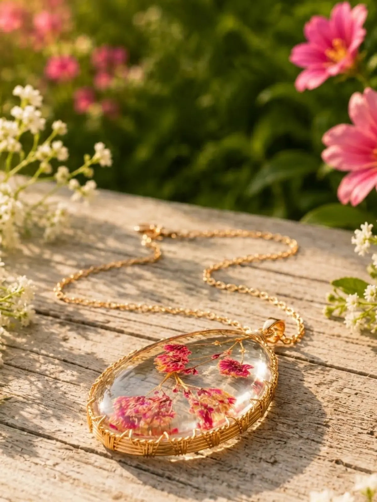 Nature-inspired pressed flower jewellery