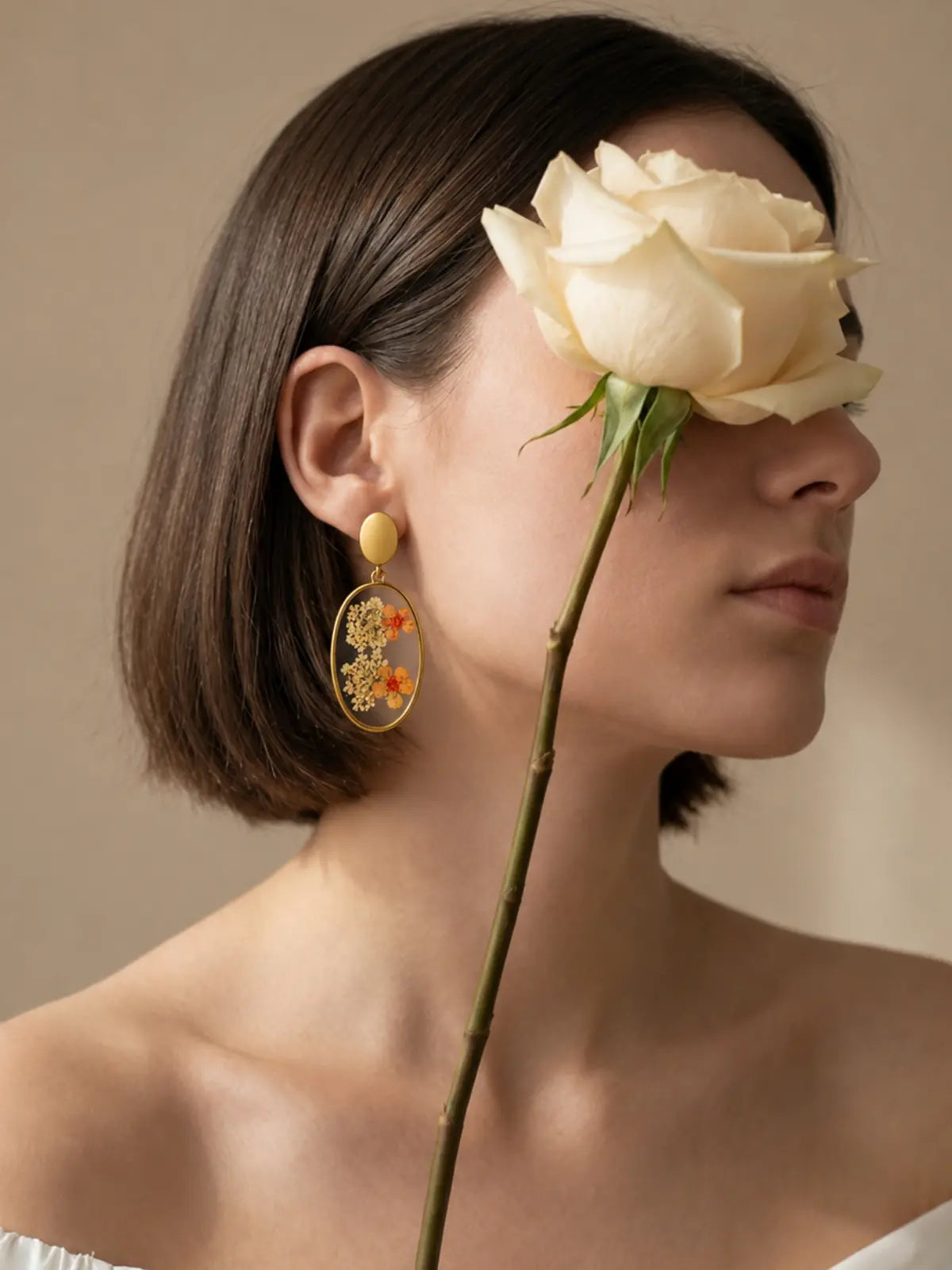 Handmade botanical resin drop earrings