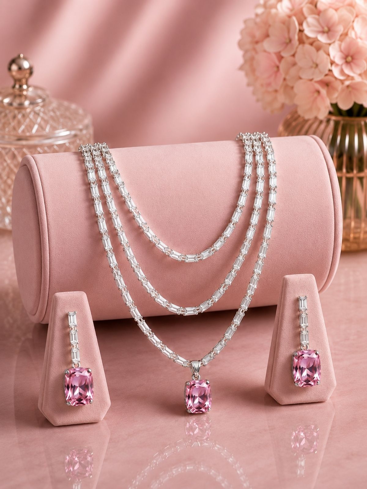  Pink Necklace and Earrings 