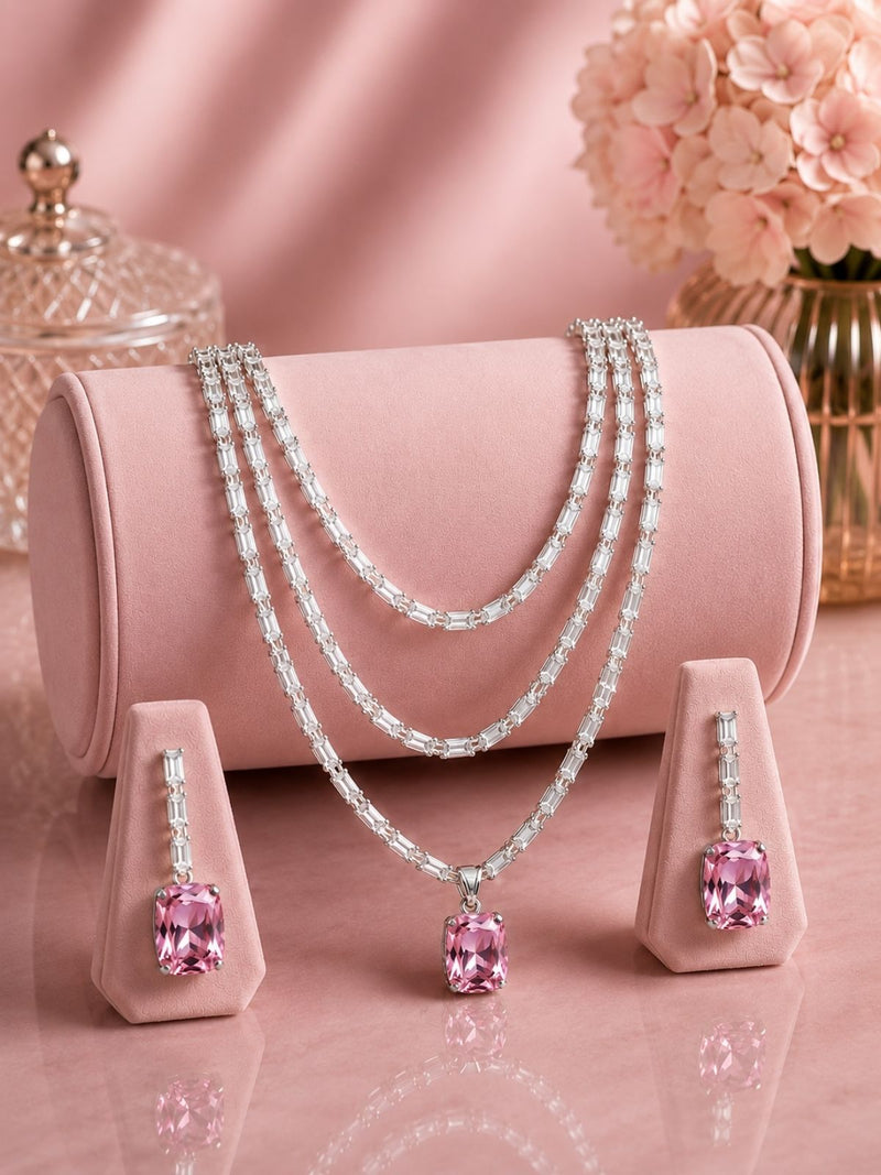  Pink Necklace and Earrings 