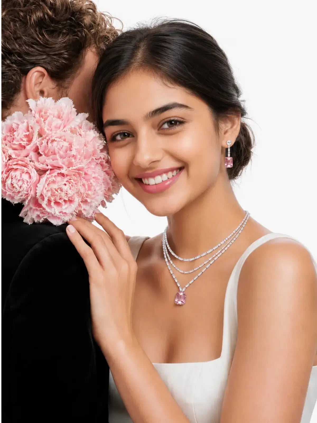 Elegant Pink Necklace and Earrings set for festive and ethnic outfits