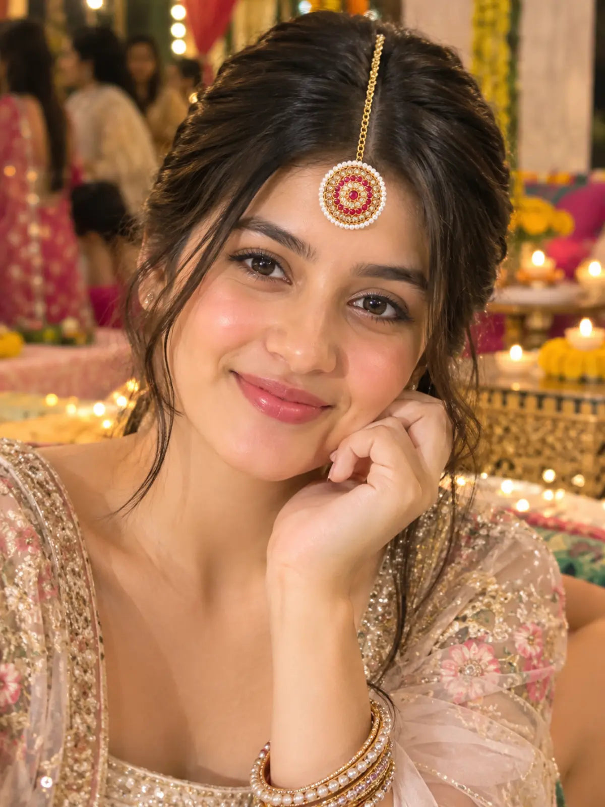  Traditional pearl Rakhadi maang tika for wedding and festive wear