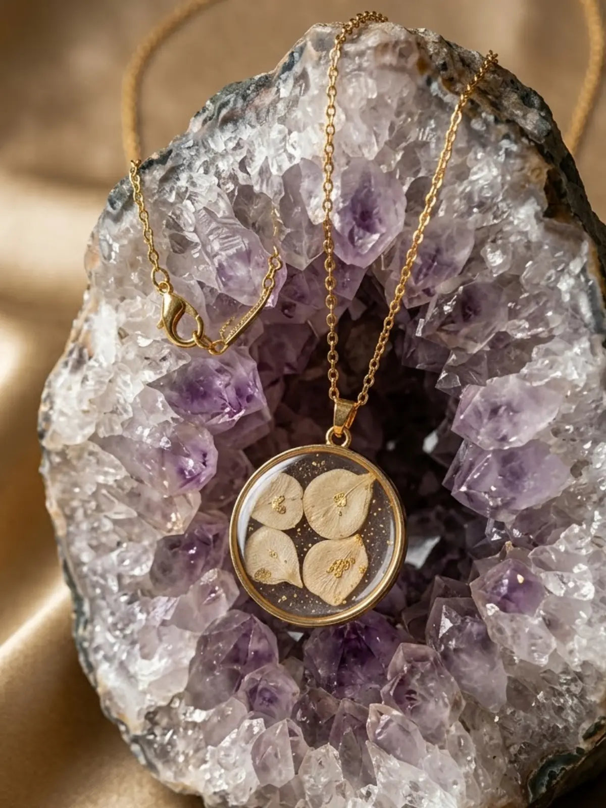 Handmade hydrangea petal necklace